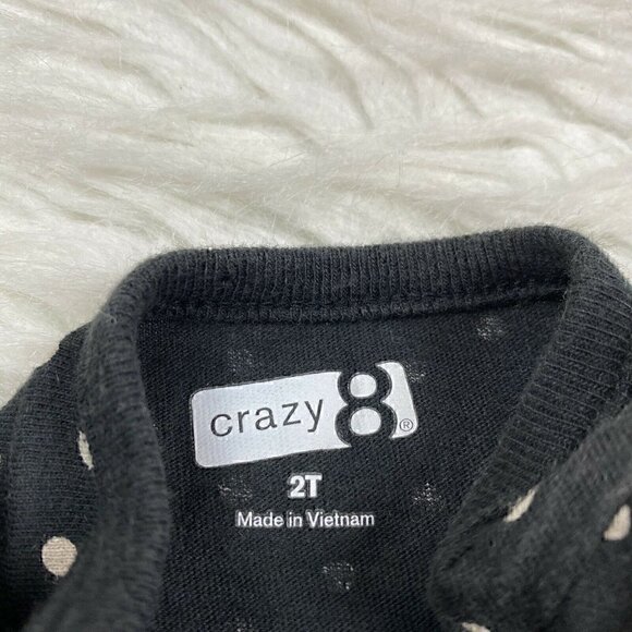 Crazy 8 Top Long Sleeve Shirt Toddler Girls 2T Black White Polka Dots - Picture 2 of 5
